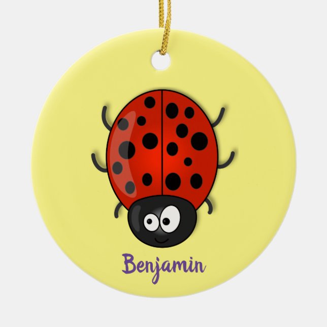 Niedliche , rote Ladybug-Cartoon-Abbildung Keramik Ornament (Vorne)