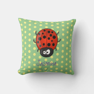 Niedliche , rote Ladybug-Cartoon-Abbildung Kissen