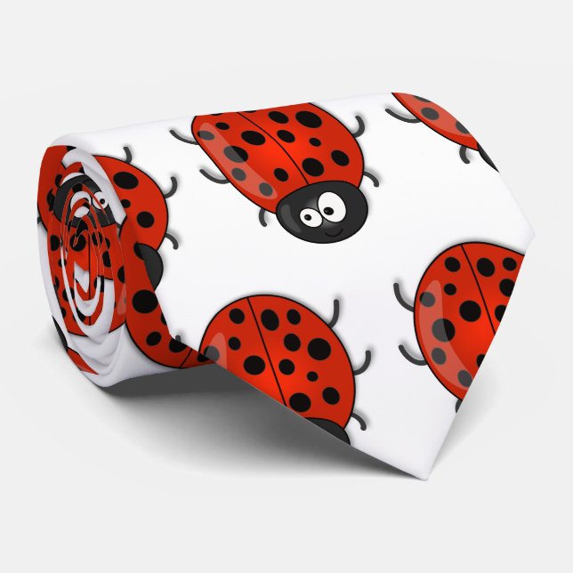 Niedliche , rote Ladybug-Cartoon-Abbildung Krawatte (Gerollt)