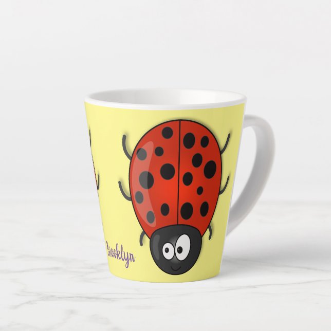 Niedliche , rote Ladybug-Cartoon-Abbildung Milchtasse (Rechte Ecke)