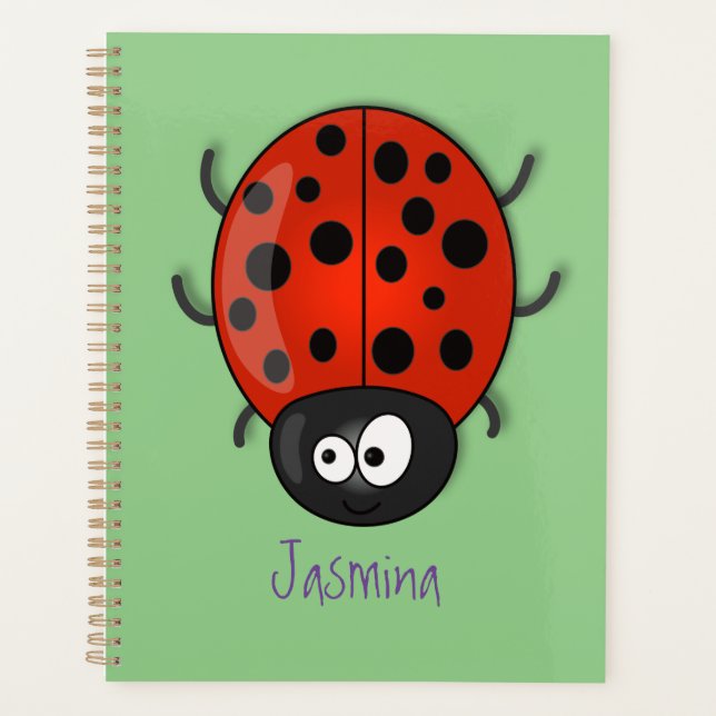 Niedliche , rote Ladybug-Cartoon-Abbildung Planer (Vorderseite)