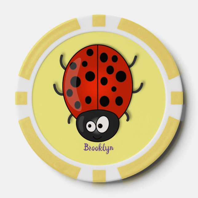 Niedliche , rote Ladybug-Cartoon-Abbildung Pokerchips (Vorderseite)