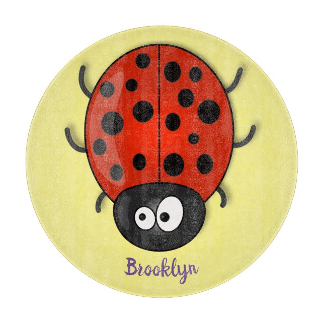 Niedliche , rote Ladybug-Cartoon-Abbildung Schneidebrett (Vorderseite)