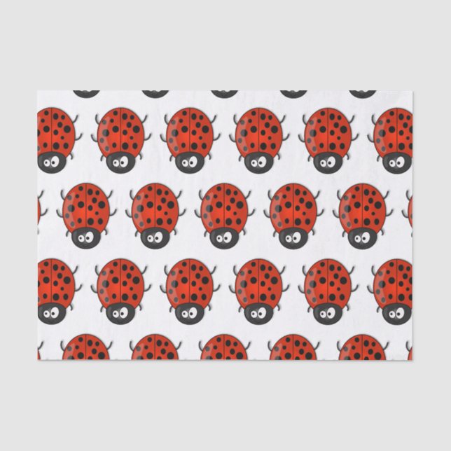 Niedliche , rote Ladybug-Cartoon-Abbildung Seidenpapier (Vorderseite)