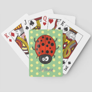 Niedliche , rote Ladybug-Cartoon-Abbildung Spielkarten