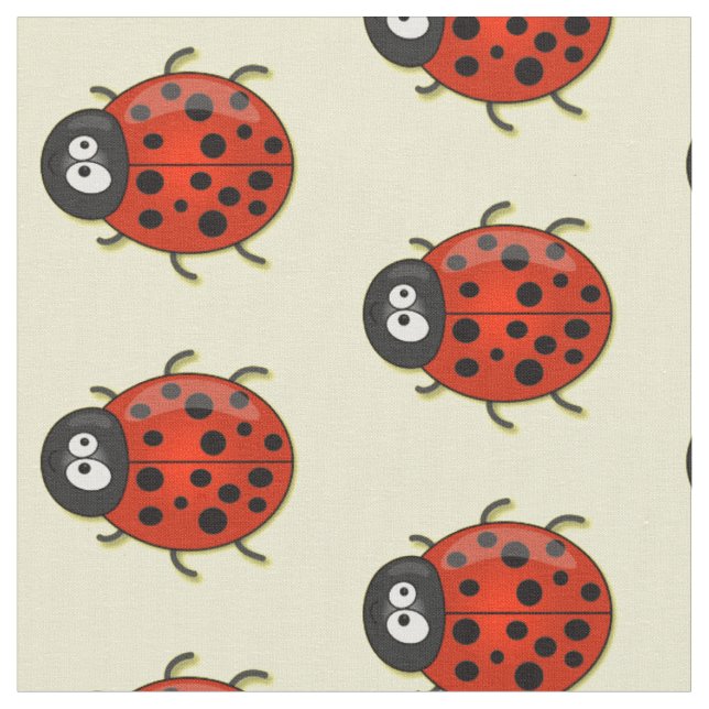 Niedliche , rote Ladybug-Cartoon-Abbildung Stoff (Nahaufnahme)