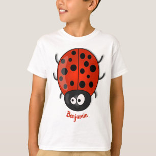 Niedliche , rote Ladybug-Cartoon-Abbildung T-Shirt
