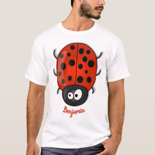 Niedliche , rote Ladybug-Cartoon-Abbildung T-Shirt