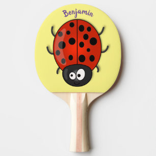 Niedliche , rote Ladybug-Cartoon-Abbildung Tischtennis Schläger