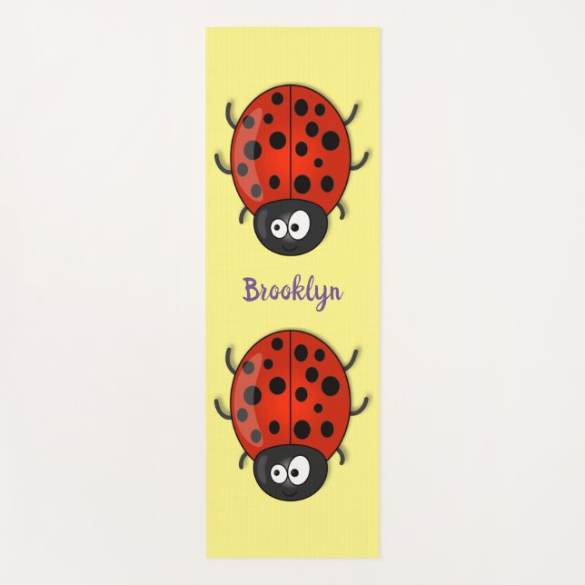Niedliche , rote Ladybug-Cartoon-Abbildung Yogamatte (Vorderseite)