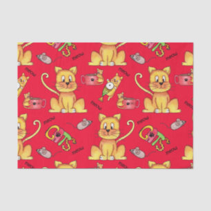 Niedliche Rote Meow-Katzen Seidenpapier