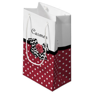 Niedliche rote Polka-Punkte mit Zickzack Kleine Geschenktüte