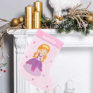 Niedliche rote Prinzessin Girl Pink Hörner nach Ma Kleiner Weihnachtsstrumpf