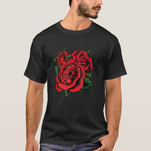 Niedliche Rote Rosen Blume Gartenarbeit Rote Rose T-Shirt