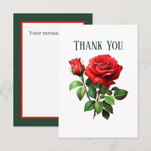 Niedliche rote Rosen hinzufügen Dankeskarte (Vorne/Hinten)