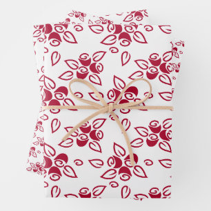Niedliche Rote Rosen Muster-Papierblätter für Moti Geschenkpapier Set