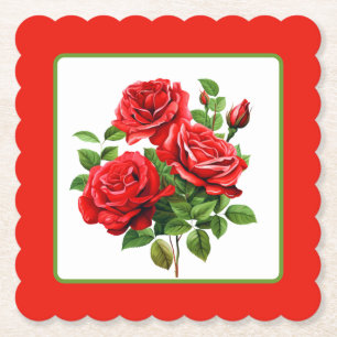 Niedliche rote Rosen Party Untersetzer