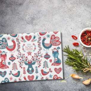 Niedliche rote und marineblaue Weihnachts-Skandina Geschirrtuch