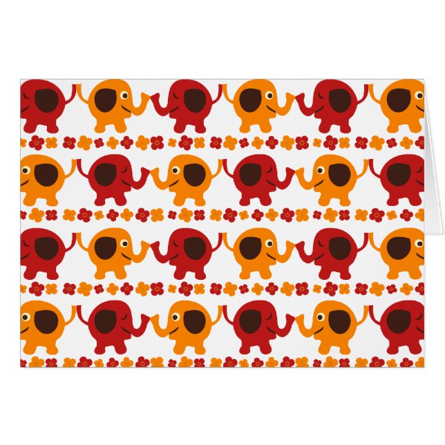 Niedliche rote und orange Elefanten, die (Vorderseite (Horizontal))