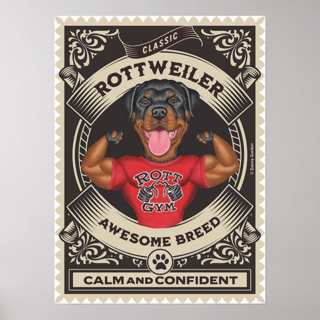 Niedliche Rottweiler-Muskeln Poster (Vorne)