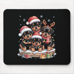 Niedliche Rottweiler Weihnachtswelpen Hunde Liebha Mousepad