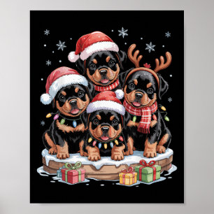 Niedliche Rottweiler Weihnachtswelpen Hunde Liebha Poster