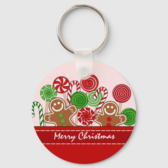 Niedliche Rotweihnachtskuchen Schlüsselanhänger (Vorderseite)