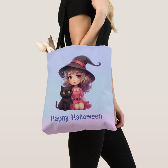 Niedliche Rotzunge und Schwarze Katze Rosa und Bla Tasche (Von Nahem)