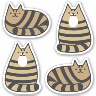 Niedliche Round Kawaii Stripey Brown Tabby Cat Aufkleber