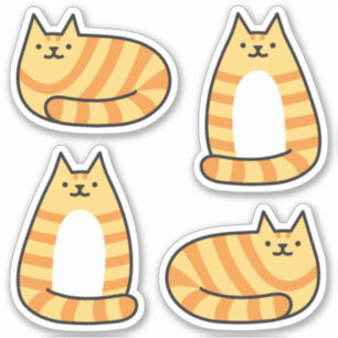 Niedliche Round Kawaii Stripey Orange Tabby Cat Aufkleber