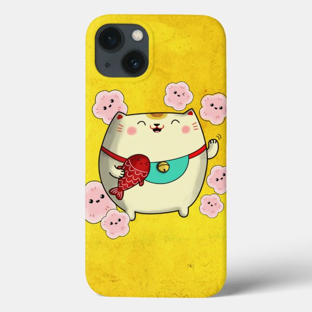 Niedliche Round Maneki Neko Katze Case-Mate iPhone Hülle (Rückseite)