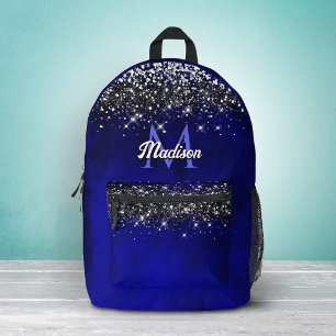 Niedliche Royal Blue Silver Imitate Glitzer Monogr Bedruckter Rucksack