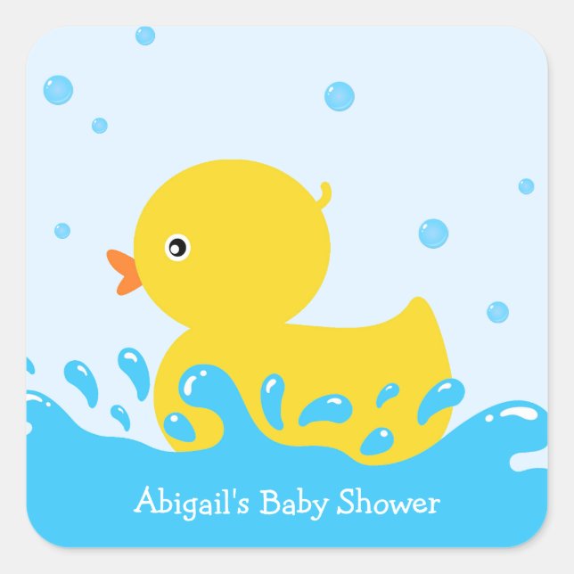 Niedliche Rubber Duck Baby Babydusche Quadratischer Aufkleber (Vorderseite)