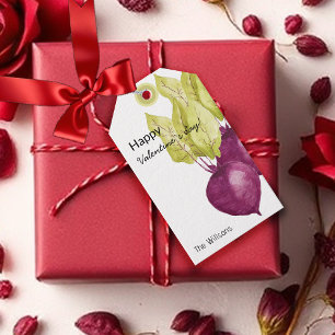 Niedliche Rüben in Liebe Wasserfarben Handgestrich Geschenkanhänger