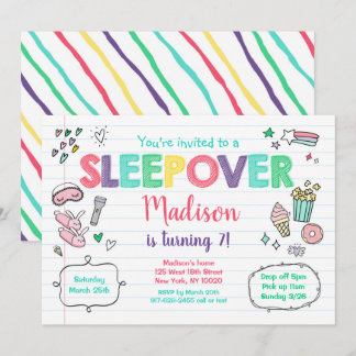 Niedliche Ruhephase Slumber Party Geburtstag Einladung