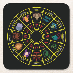 Niedliche runde Zodiakische Symbole und Zeichen Rechteckiger Pappuntersetzer
