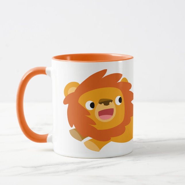 Niedliche Rushing Cartoon Lion Tasse (Links)