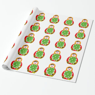 niedliche russische genistete Puppe Geschenkpapier