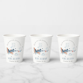 Niedliche Rust Navy Flugzeug Garland Cloud Stars G Pappbecher