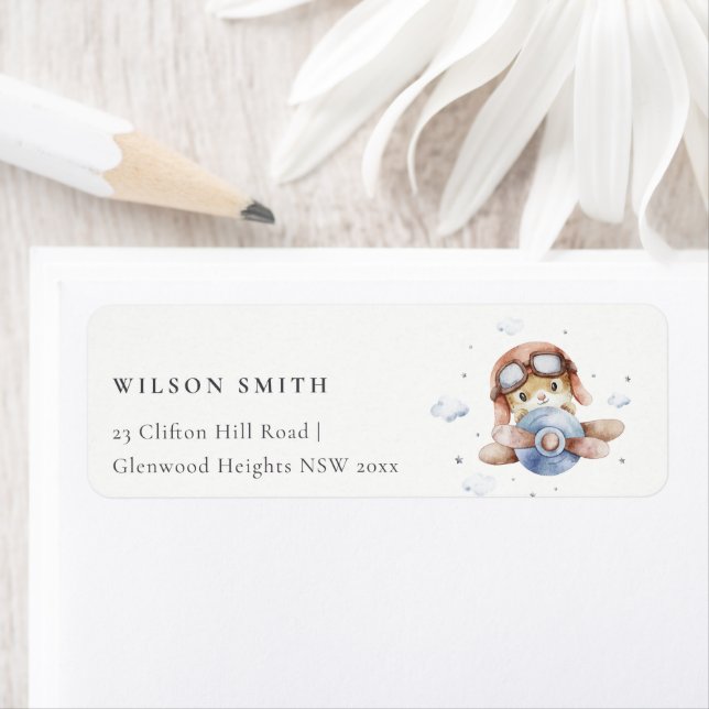 Niedliche Rust Navy Kid Flugzeug Teddy Cloud Stars (Insitu)