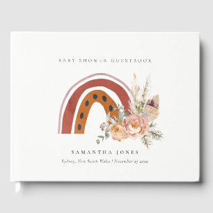 Niedliche Rust Orange Boho Bläsernieder Baby Dusch Gästebuch