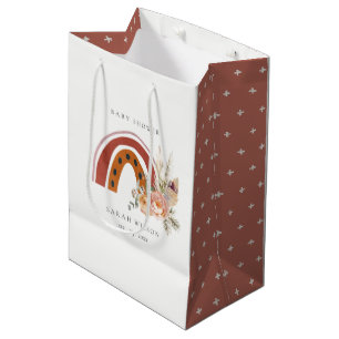 Niedliche Rust Orange Boho Bläsernieder Baby Dusch Mittlere Geschenktüte