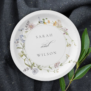 Niedliche Rustikal-Gelbe Wiesen-Blumenzwiese Pappteller