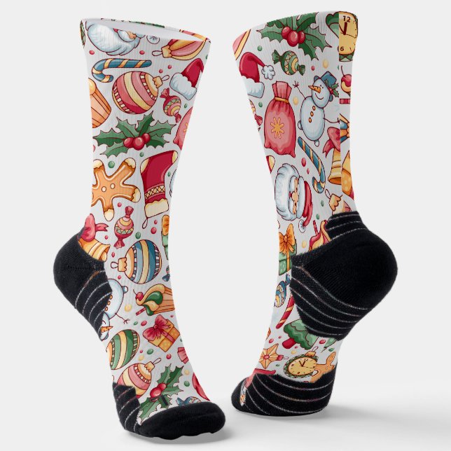 Niedliche rustikale Aquarellbilder Weihnachtsgesch Socken (Gewinkelt)
