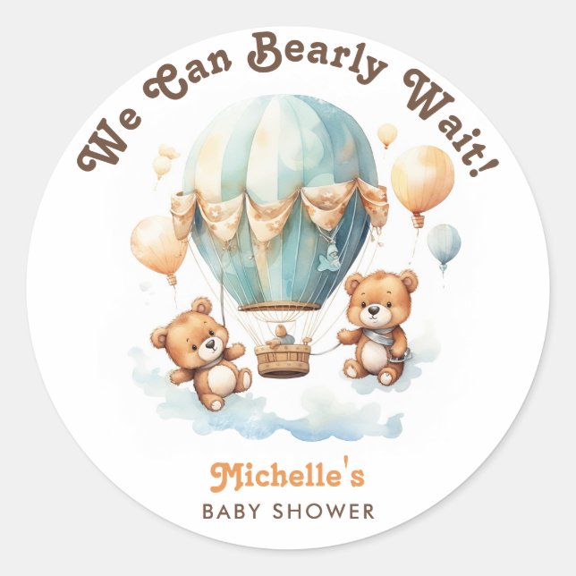Niedliche rustikale Bearly Wait Twins Baby Dusche Runder Aufkleber (Vorderseite)