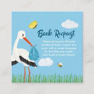 Niedliche rustikale Blue Stork Baby Dusche Begleitkarte