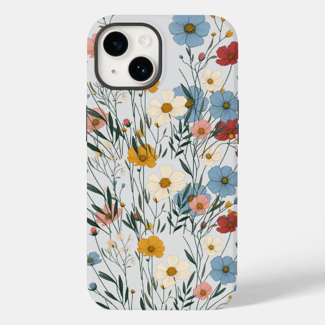 Niedliche rustikale Boho farbenfrohe Wildblume Case-Mate iPhone 14 Hülle (Rückseite)