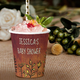 Niedliche Rustikale Gold Floral Individuelle Name  Pappbecher