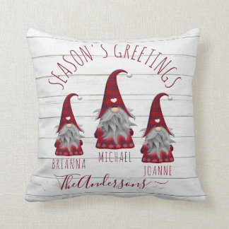 Niedliche Rustikale Holz Karierte Weihnachtsfamili Kissen