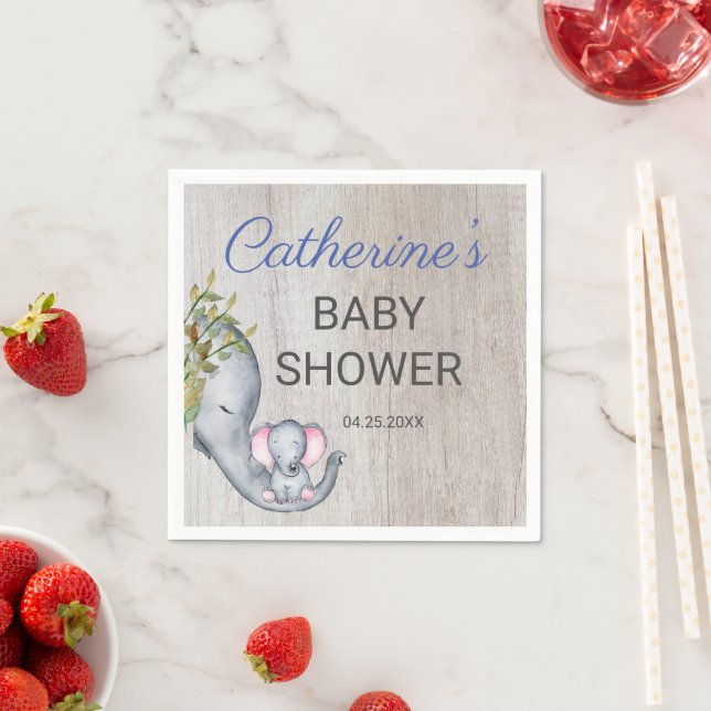 Niedliche Rustikale Juni Elephant Boy Baby Dusche Serviette (Beispiel)